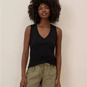 Pact 100% Organic Cotton Black V-Neck Sleeveless Tank Top Size‎ XL